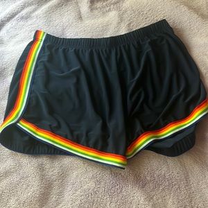 Rainbow seam athletic shorts